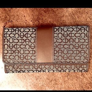 BROWN LEATHER WALLET KENETH COLE BILLFOLD CLUTCH CHECK BOOK TRI FOLD NEW EXCELLE